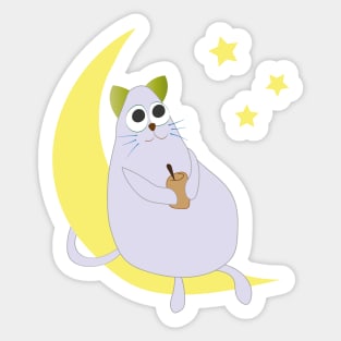 Cute Cat Looks At Stars Sticker